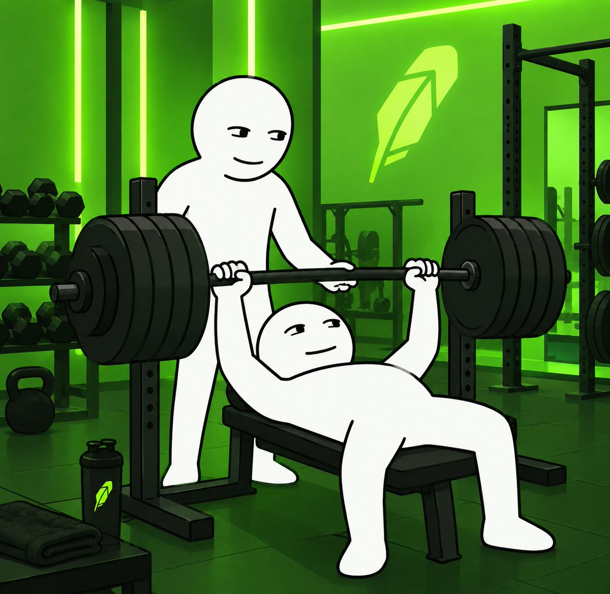 One brother spotting the other on the bench press