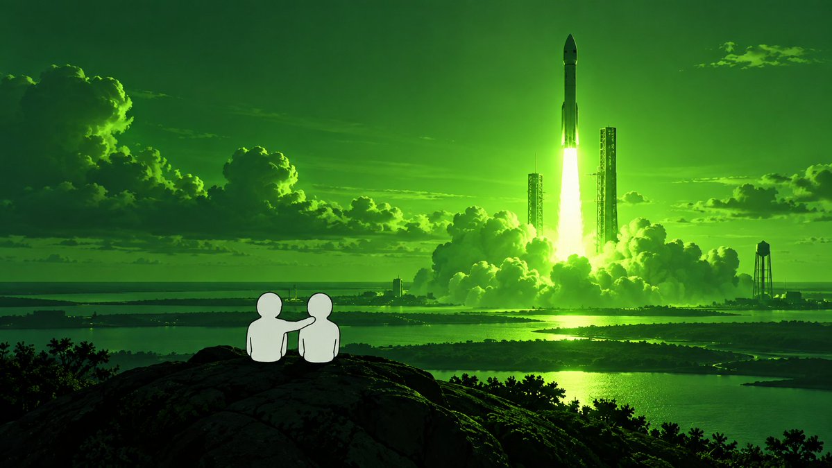 Two brothers watching a rocket launch